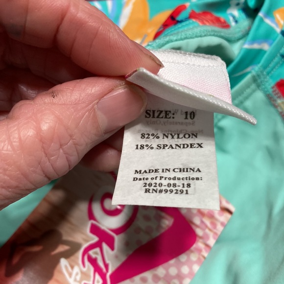 Kanu Surf Girls' Long Sleeve Rashguard UPF 50+ Two Piece Swim Set 10 - Picture 8 of 8